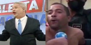 Sikêra Jr mostrou a cena de um jornalista que levou uma cuspida no meio da cara (Foto: Reprodução / RedeTV!)