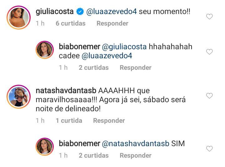 Bia Bonemer interagiu com a madrasta, Natasha Dantase e Giulia Costa (Foto: Reprodução/ Instagram)