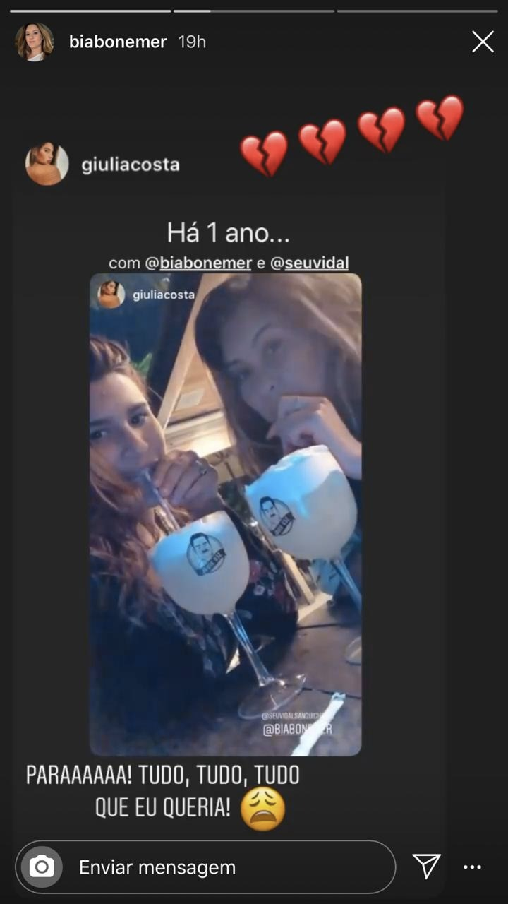 Bia Bonemer e Giulia Costa relembraram um momento juntas (Foto: reprodução/Instagram)