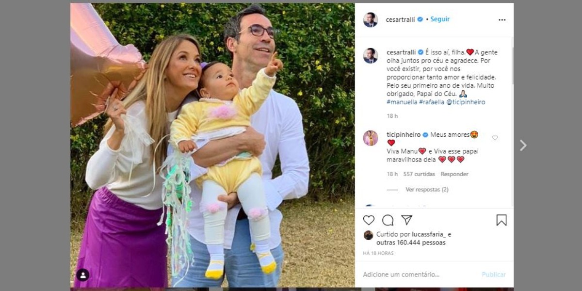 César Tralli e sua filha, Manuella, fruto de sua relação com Ticiane Pinheiro (Foto: Reprodução/Instagram)