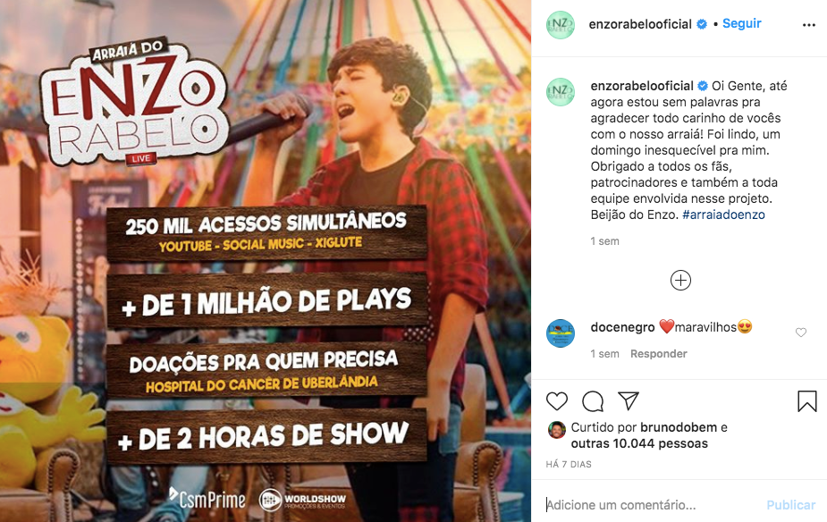 Enzo Rabelo, filho do cantor Bruno, da dupla com Marrone (Foto: reprodução/Instagram)