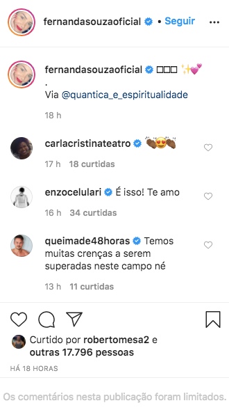 Fernanda Souza recebeu uma declaração de Enzo Celulari (Foto: reprodução/Instagram)