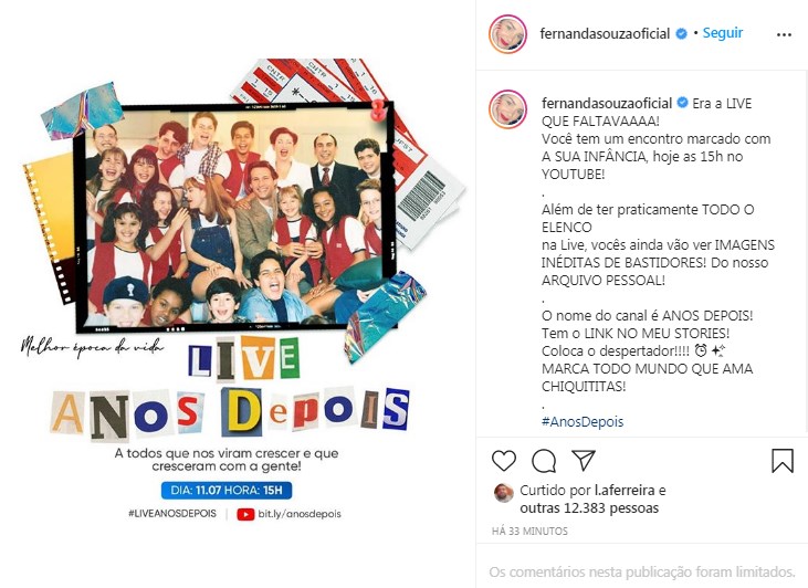 Fernanda Souza fará uma grande transmissão ao vivo (Foto: reprodução/Instagram)