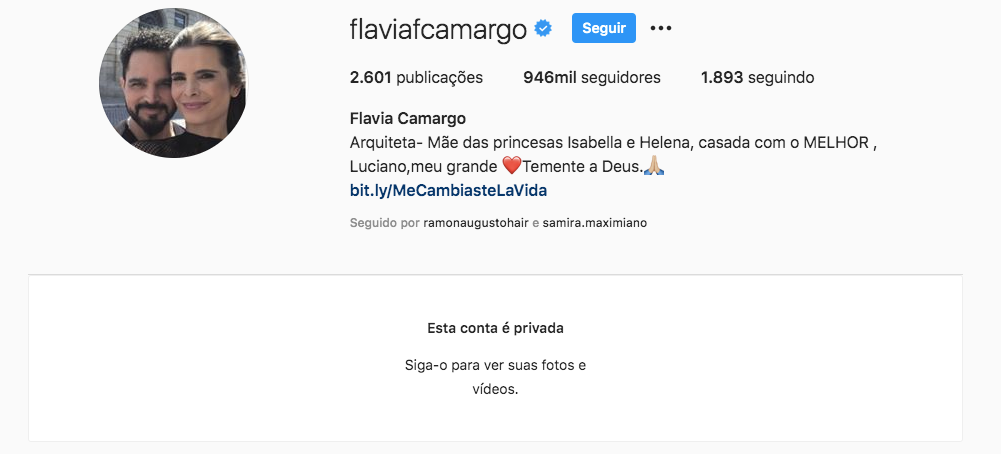 Flávia Camargo também trancou a conta na rede social (Foto: reprodução)