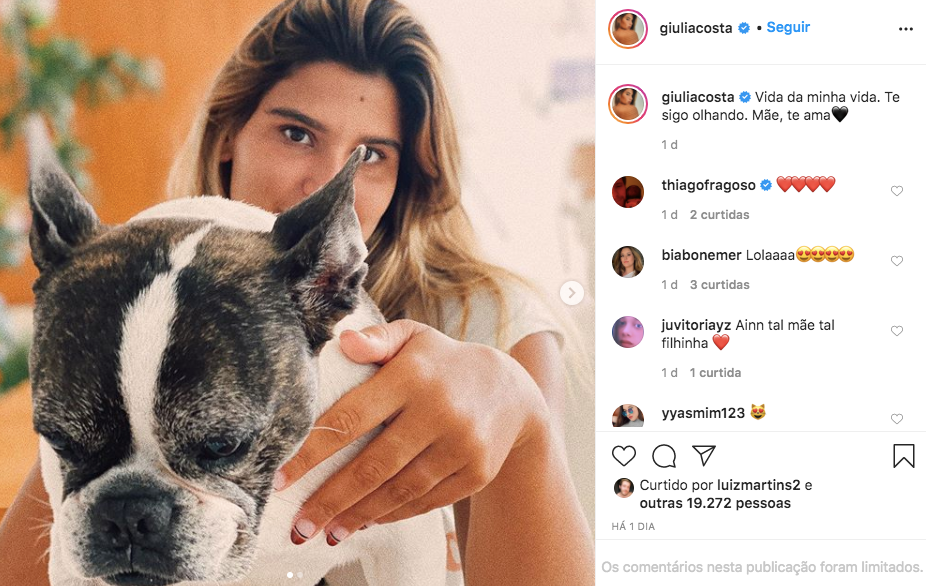 Giulia Costa foi elogiada por Bia Bonemer em uma nova publicação (Foto: reprodução/Instagram)
