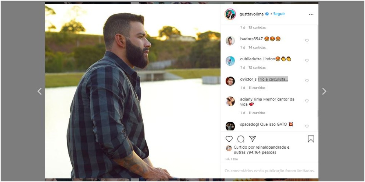 Gusttavo Lima recebeu comentário de fã (Foto: Reprodução/Instagram)