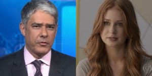 William Bonner no comando do Jornal Nacional e Marina Ruy Barbosa (Eliza) em Totalmente Demais; JN teve menos audiência que novela das sete (Foto: Reprodução/Globo)