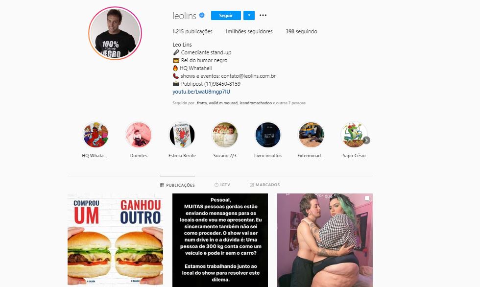 Léo Lins tem feito piadas preconceituosas (Foto: Reprodução/Instagram)