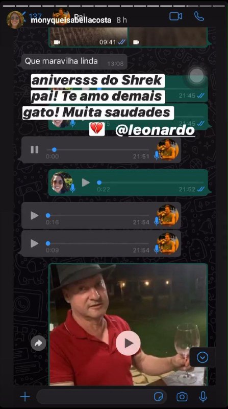 Leonardo recebeu homenagem especial de Monyque Isabella Costa, sua filha (Foto: Reprodução/ Instagram)