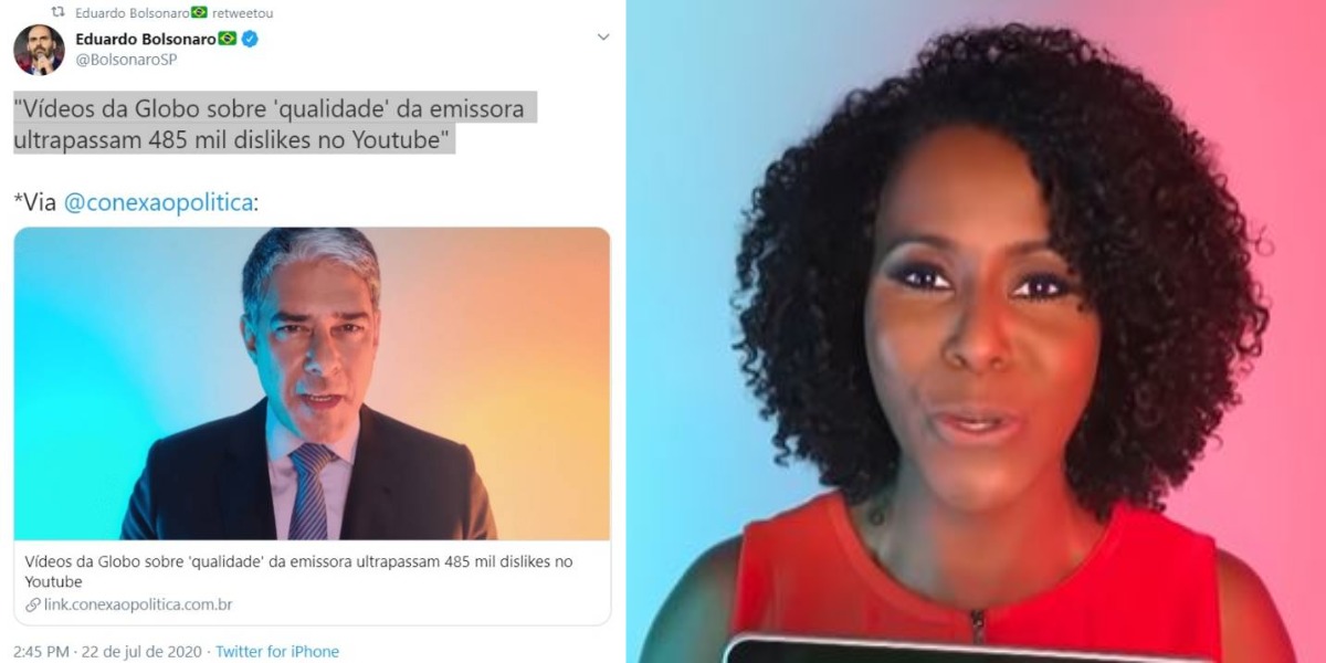 Maju Coutinho e William Bonner aparecem em vídeo institucional da emissora carioca (Foto: Reprodução/Twitter/TV Globo)