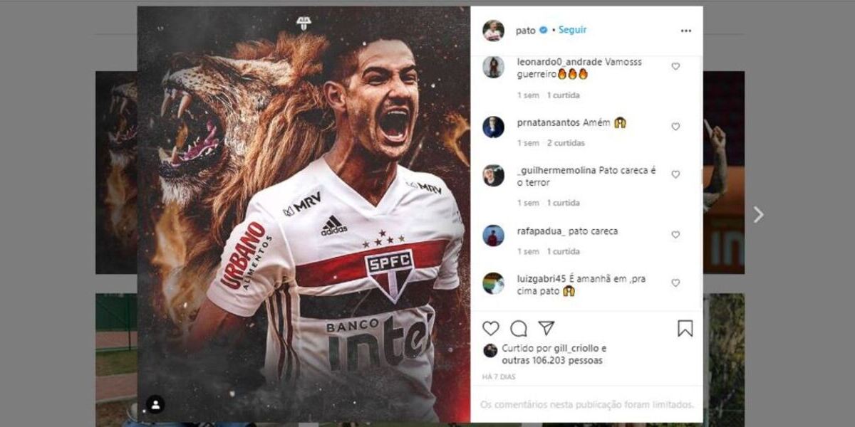 Última publicação de Pato nas redes sociais (Foto: Reprodução/Instagram)