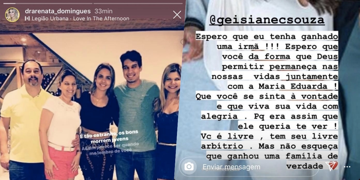 Renata Domingues, esposa de Carlos Alberto, em seu storie (Foto: reprodução/Instagram)