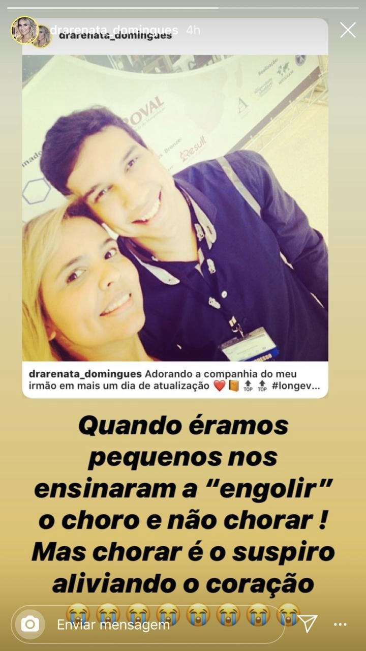 Renata Domingues, esposa de Carlos Alberto em seu storie (Foto: reprodução/Instagram)