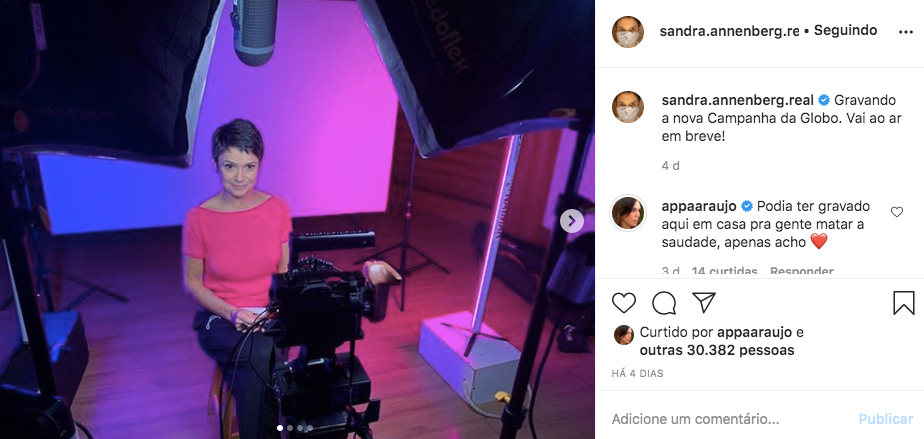 Sandra Annenberg recebeu uma mensagem de Ana Paula Araújo (Foto: reprodução/Instagram)