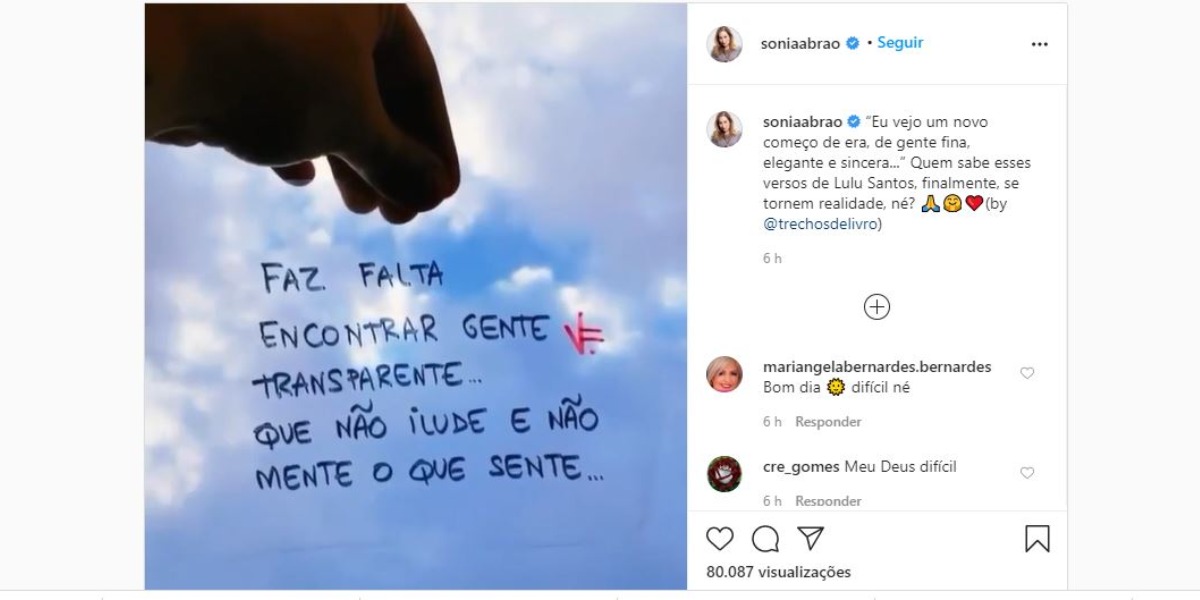 Sonia Abrão fez publicação enigmática em suas redes sociais (Foto: Reprodução/Instagram)