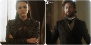 Anna não gosta nada de Thomas seu marido de Novo Mundo (Foto: Montage/TV Foco/Reprodução/Globo)