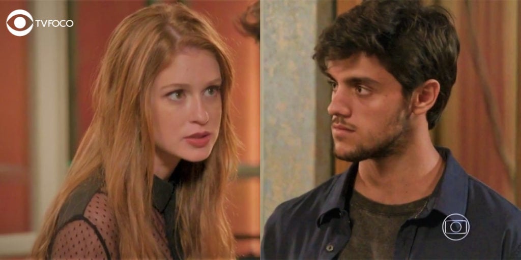 Foto montagem de Eliza e Jonatas em cena da novela Totalmente Demais