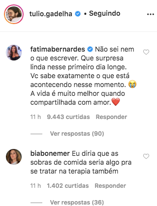 Fátima Bernardes e Bia Bonemer responderam o textão (Foto: reprodução.