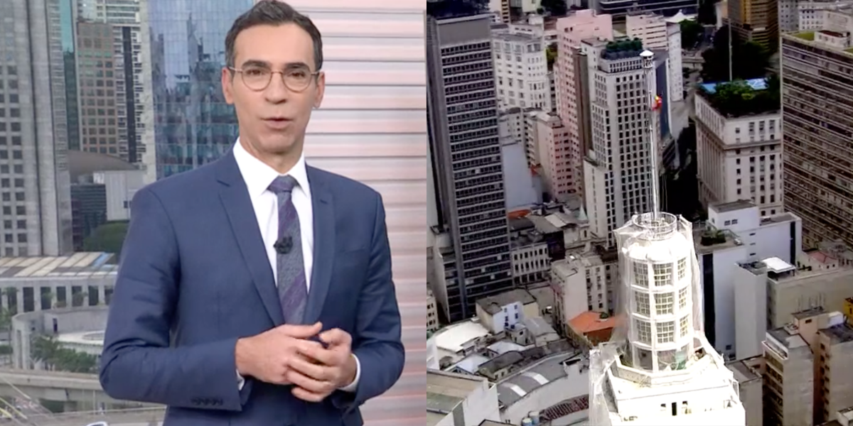 Jornalista se espanta ao vivo no SP1, da Globo (Foto: Montagem)