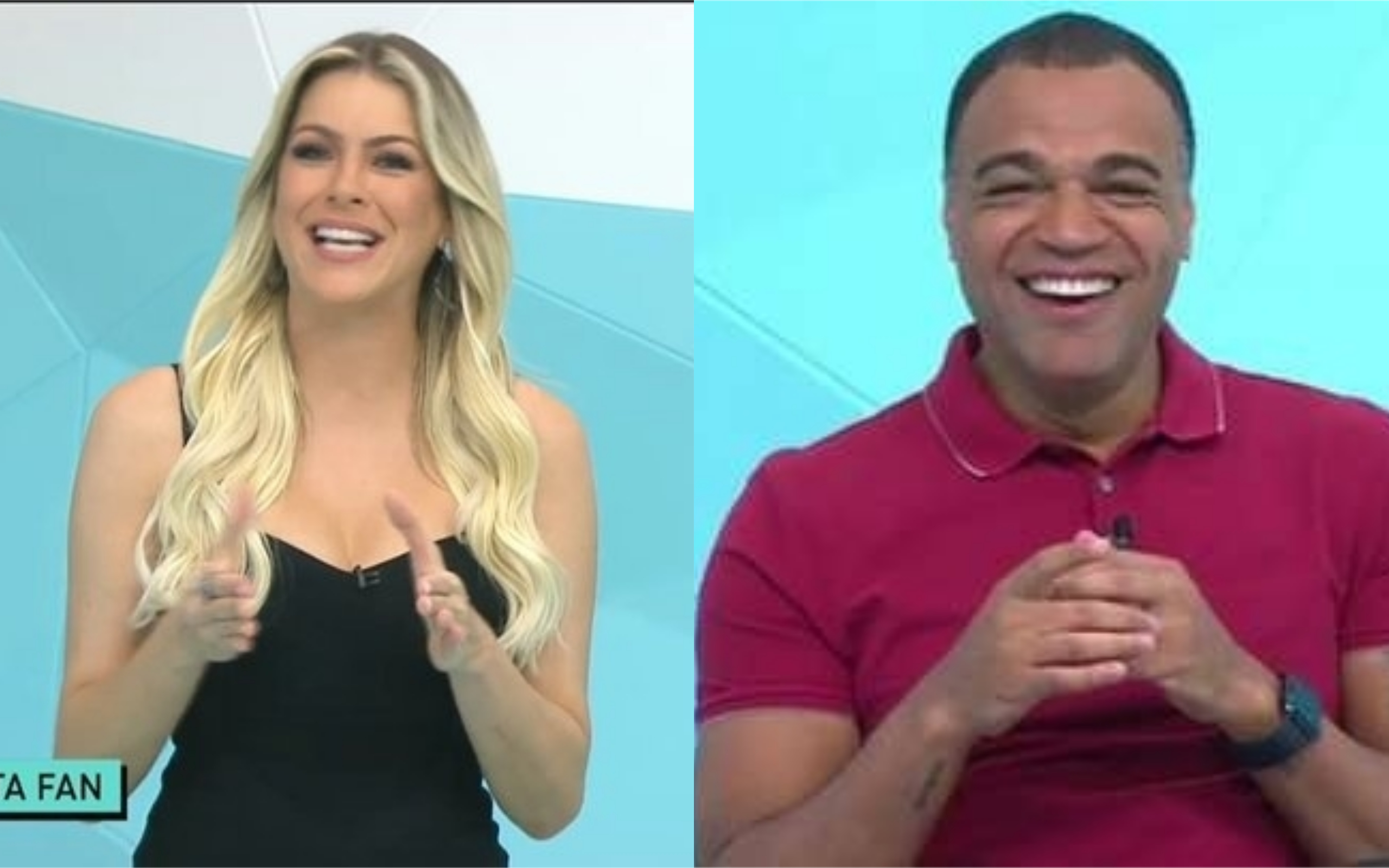 band Renata Fan e Denilson estão felizes da vida com resultado no futebol (Foto: Divulgação)