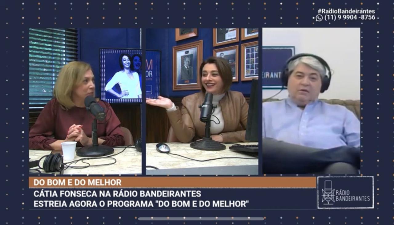 Cátia Fonseca convidou o apresentador para sua estreia na Rádio Bandeirantes (Foto: Reprodução)