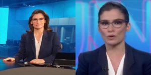 Renata Vasconcellos na bancada do Jornal Nacional (Foto: Reprodução / TV Globo)