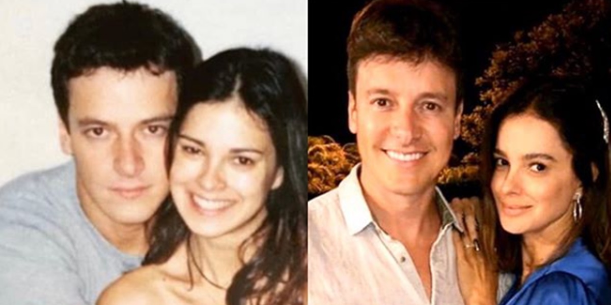 Rodrigo Faro, antes e depois, ao lado da esposa (Foto: Montagem)