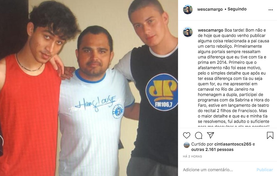 Captura de Instagram Wesley Camargo (Foto: Reprodução)