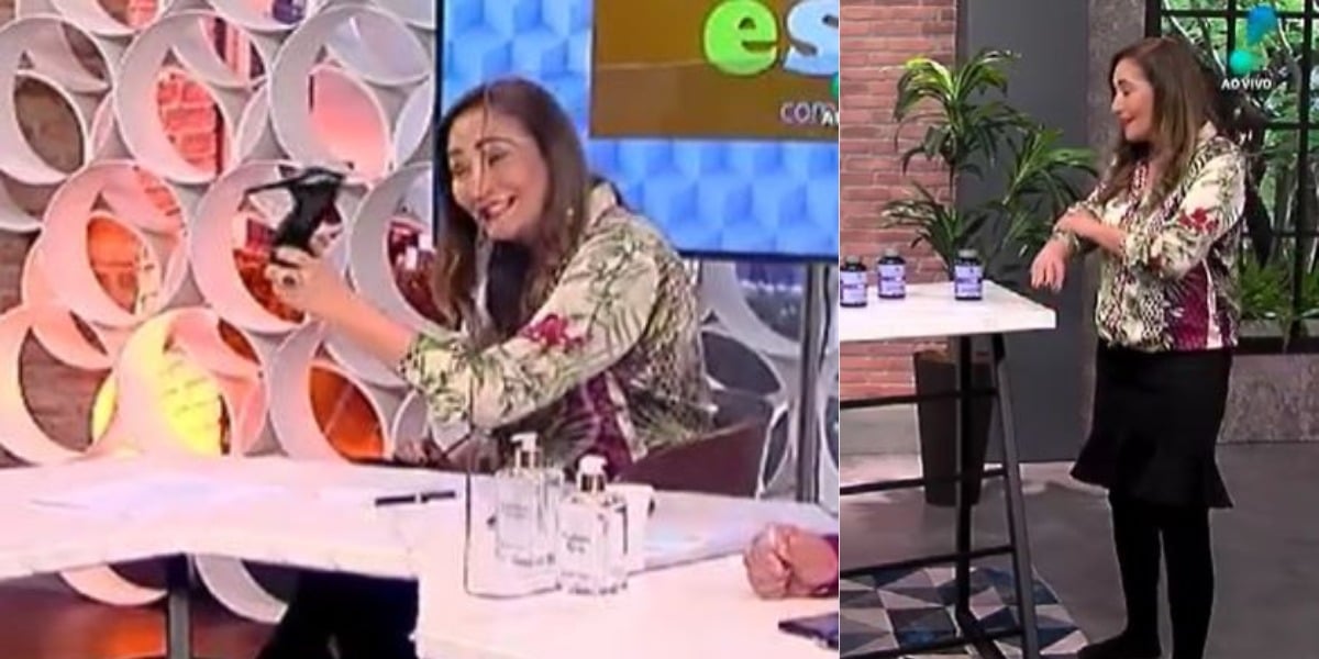 Sonia Abrão ameaçou colunista e ficou descalça no A Tarde é Sua (Foto: Reprodução/RedeTV!)