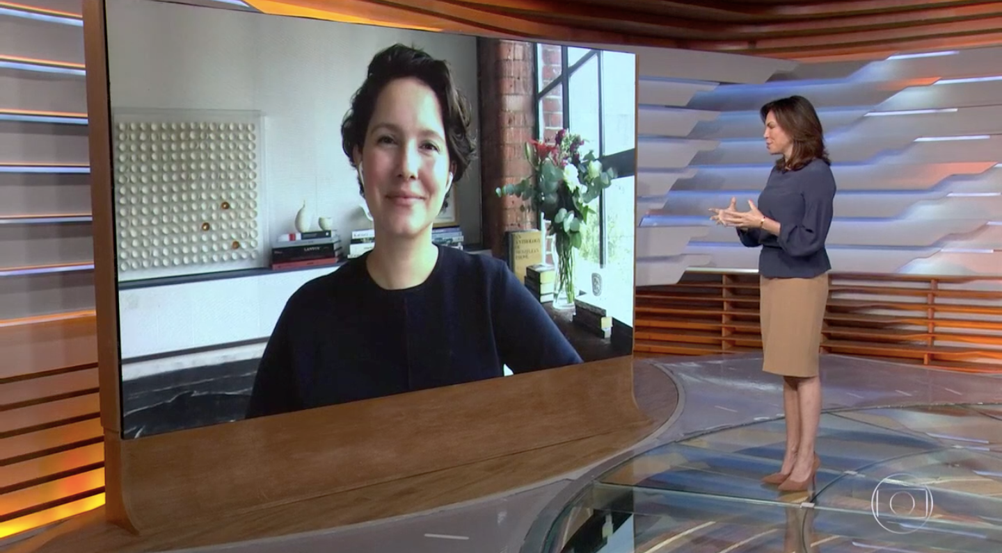 Ana paula Araújo no comando do Bom Dia Brasil (Foto: reprodução/Globo)