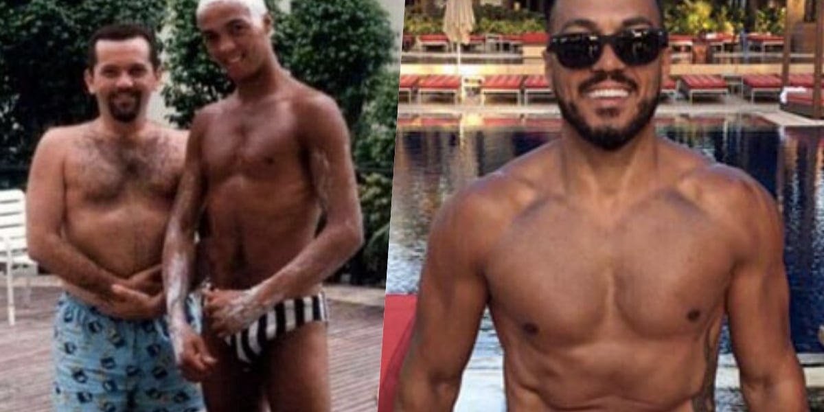 Belo, antes e depois da academia (Foto: montagem)