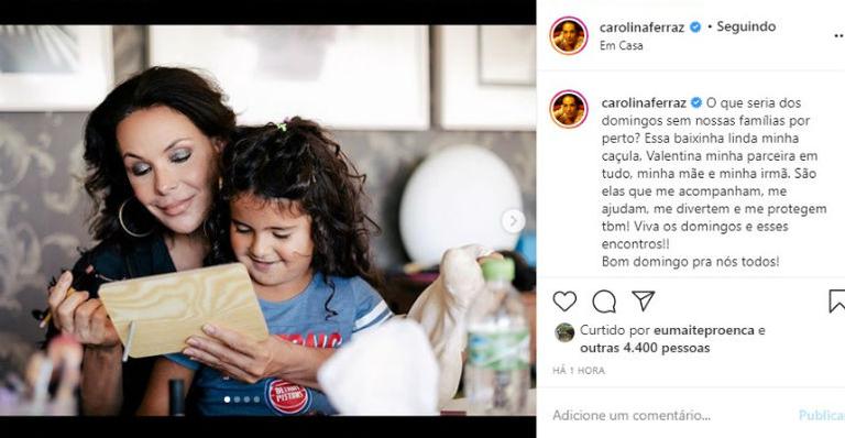 Discreta em relação a vida pessoa, Carolina Ferraz encanta ao surgir ao lado da filha (Foto: Reprodução/ Instagram)