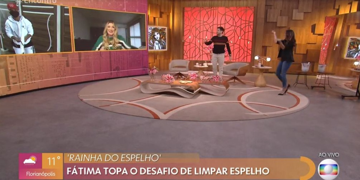 Fátima Bernardes e André Curvello com Dani Calabresa no Encontro (Foto: Reprodução/TV Globo)