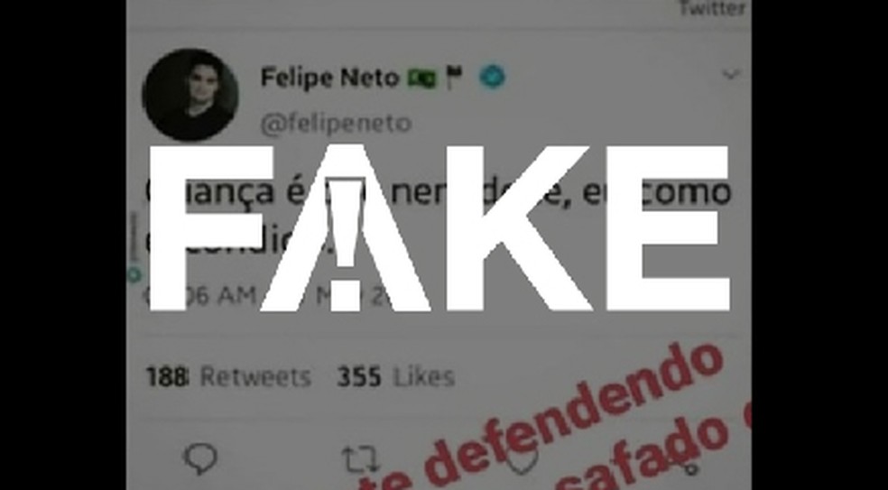 G1 confirmou que tweet de Felipe Neto era fake news (Foto: Reprodução)