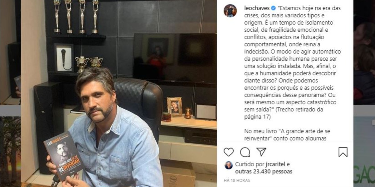 Léo Chaves lançou o livro "A grande arte de se reinventar" (Foto: Reprodução/Instagram)