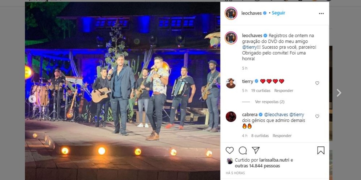 Léo Chaves surgiu com o cantor Tierry (Foto: Reprodução/Instagram)