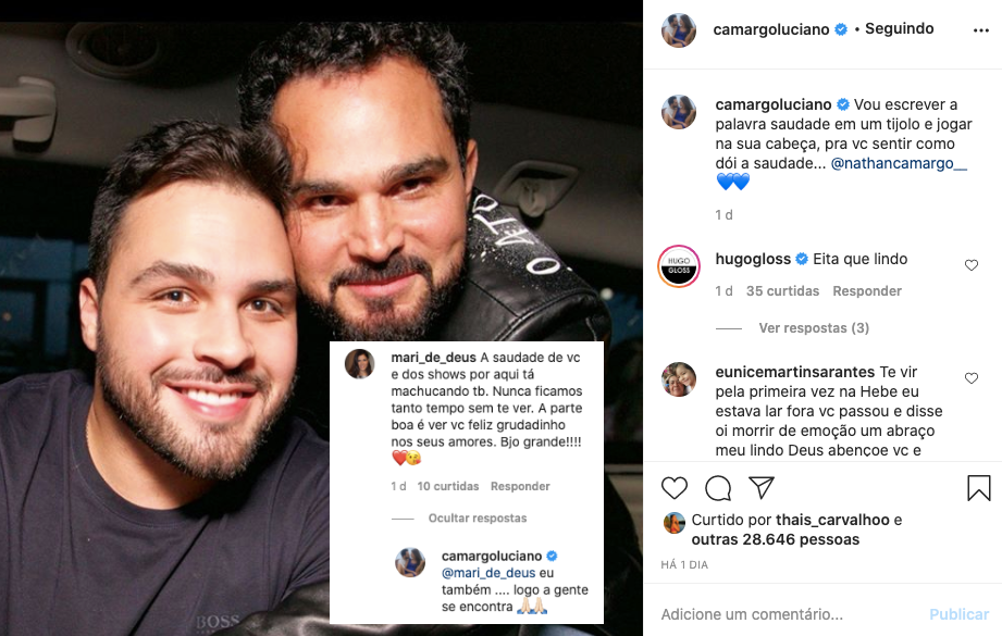 Luciano Camargo respondeu uma seguidora (Foto: reprodução/Instagram)