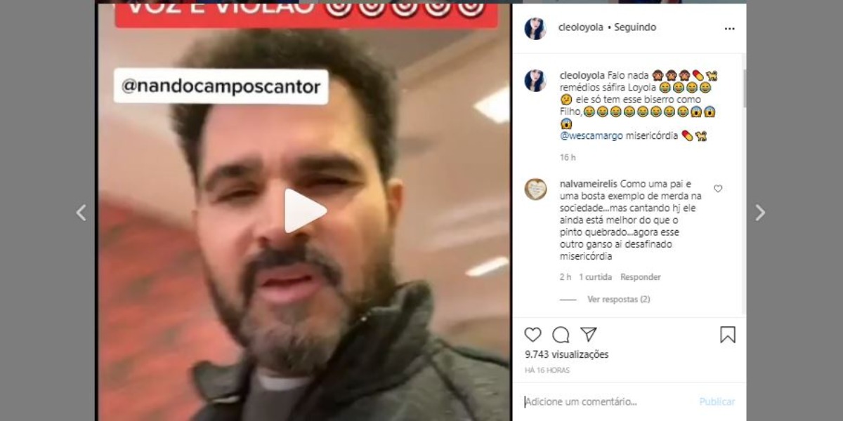 Luciano Camargo foi ironizado por Cleo Loyola (Foto: Reprodução/Instagram)