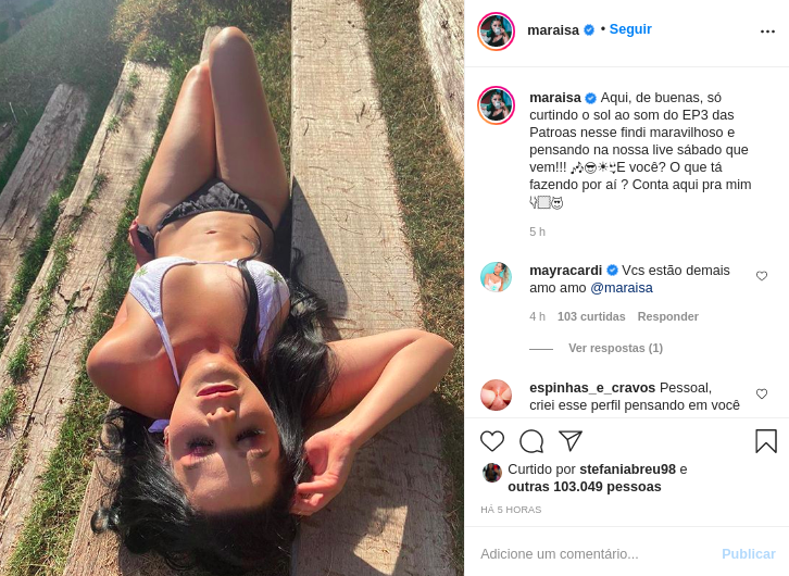 A cantora Maraisa, da dupla com Maiara (Foto: reprodução/ Instagram)