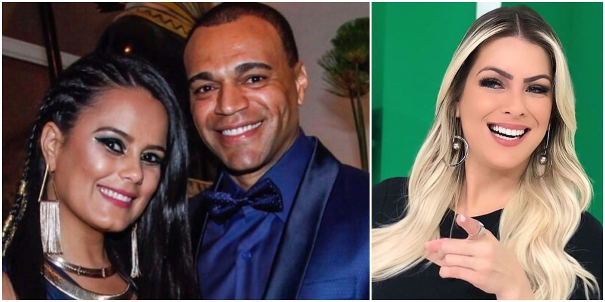 Denílson surgiu com Luciele, sua esposa, após relação com Renata Fan explodir (Foto: Reprodução/ Montagem/ TV Foco)