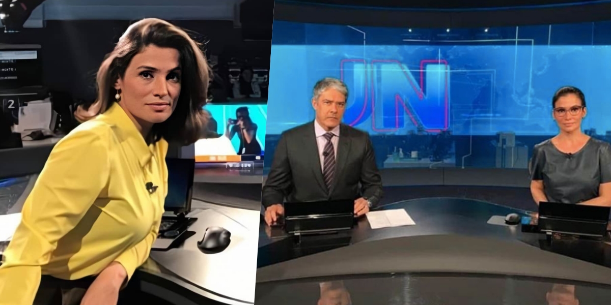 Renata Vasconcellos comanda o Jornal Nacional ao lado de William Bonner (Foto: montagem)