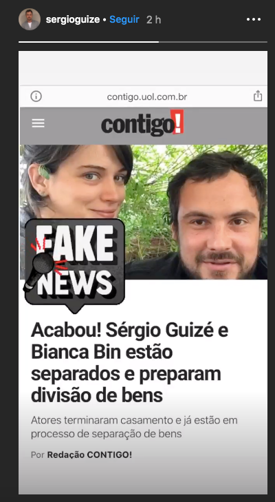 Sergio Guizé desmentiu a notícia de Leo Dias (Foto: reprodução/Instagram)