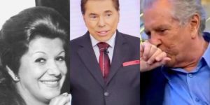 Silvio Santos com sua ex-esposa, Cida Abravanel, e Carlos Alberto de Nóbrega (Foto: Reprodução/SBT)