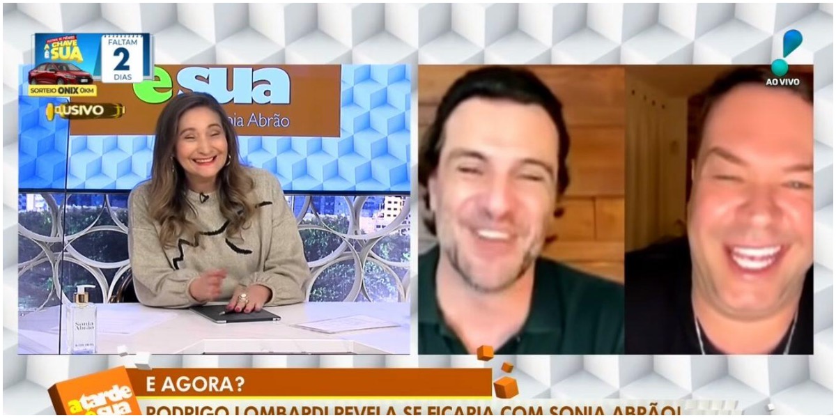 Sonia Abrão foi surpreendida pelo global Rodrigo Lombardi ao vivo - Foto: Montagem