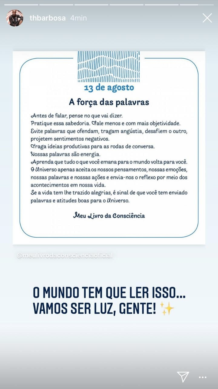 Thiaguinho em seus stories (Foto: reprodução/Instagram)