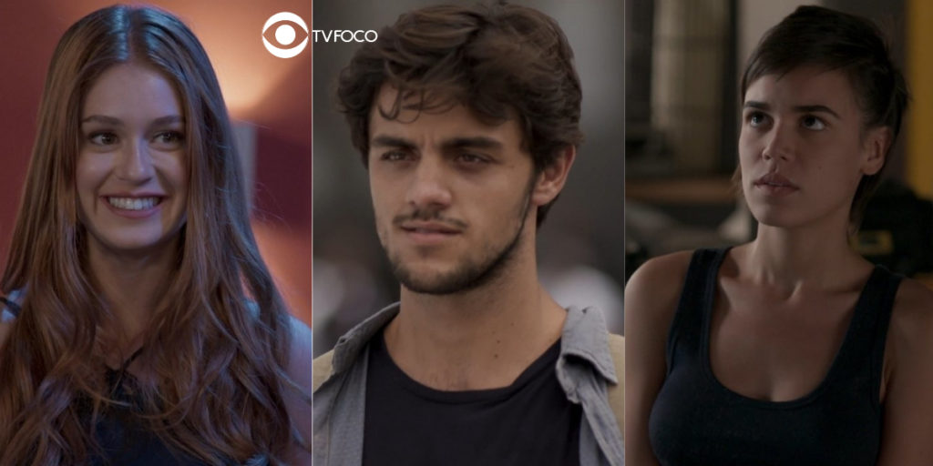 Fotomontagem de Eliza, Jonatas e Leila da trama Totalmente Demais