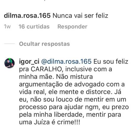 Comentário de Igor no Instagram (Foto: Reprodução)