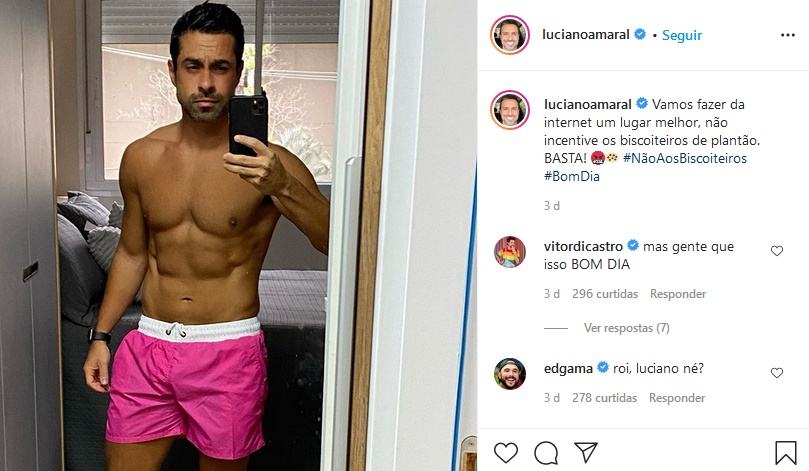 Luciano Amaral exibindo os seus músculos em foto provocante (Imagem: Reprodução)