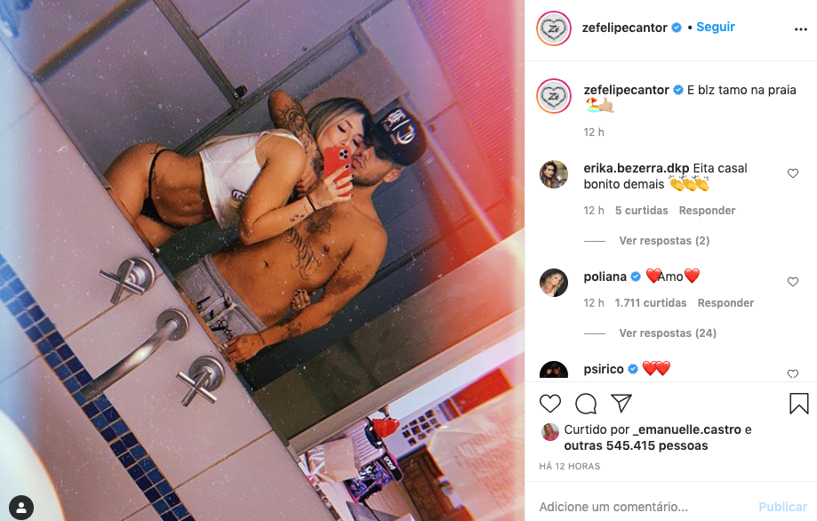 Zé Felipe e Virgínia Fonseca em publicação no Instagram (Foto: Reprodução)