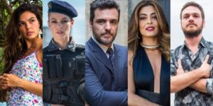 Isis Valverde (Ritinha), Paolla Oliveira (Jeiza), Rodrigo Lombardi (Caio), Juliana Paes (Bibi) e Emilio Dantas (Rubinho) em A Força do Querer (Foto: Divulgação/Globo)